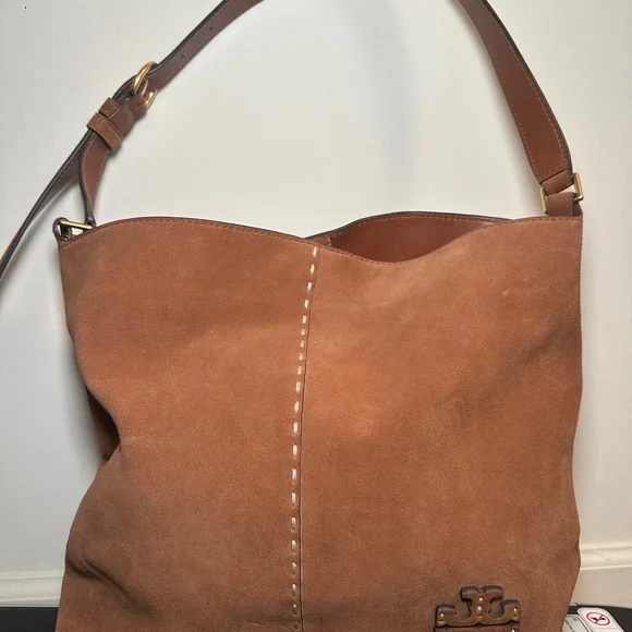 Tory Burch Tan Suede McGraw Hobo Bag - Picture 4 of 8